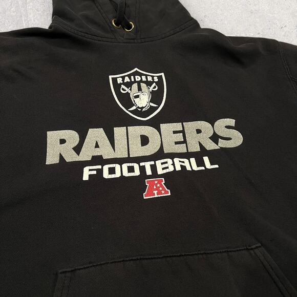 ★ NFL Las Vegas Raiders Football Big Logo Print Black & Grey Hoodie ★ - Picture 3 of 7